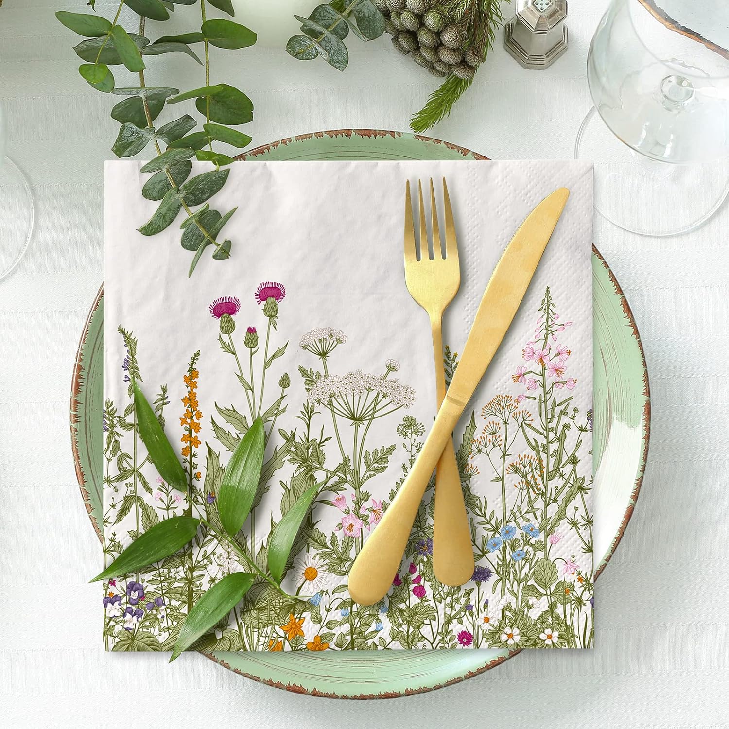 AnyDesign 80 Pack Floral Luncheon Napkins for Home Kitchen Party Supplies