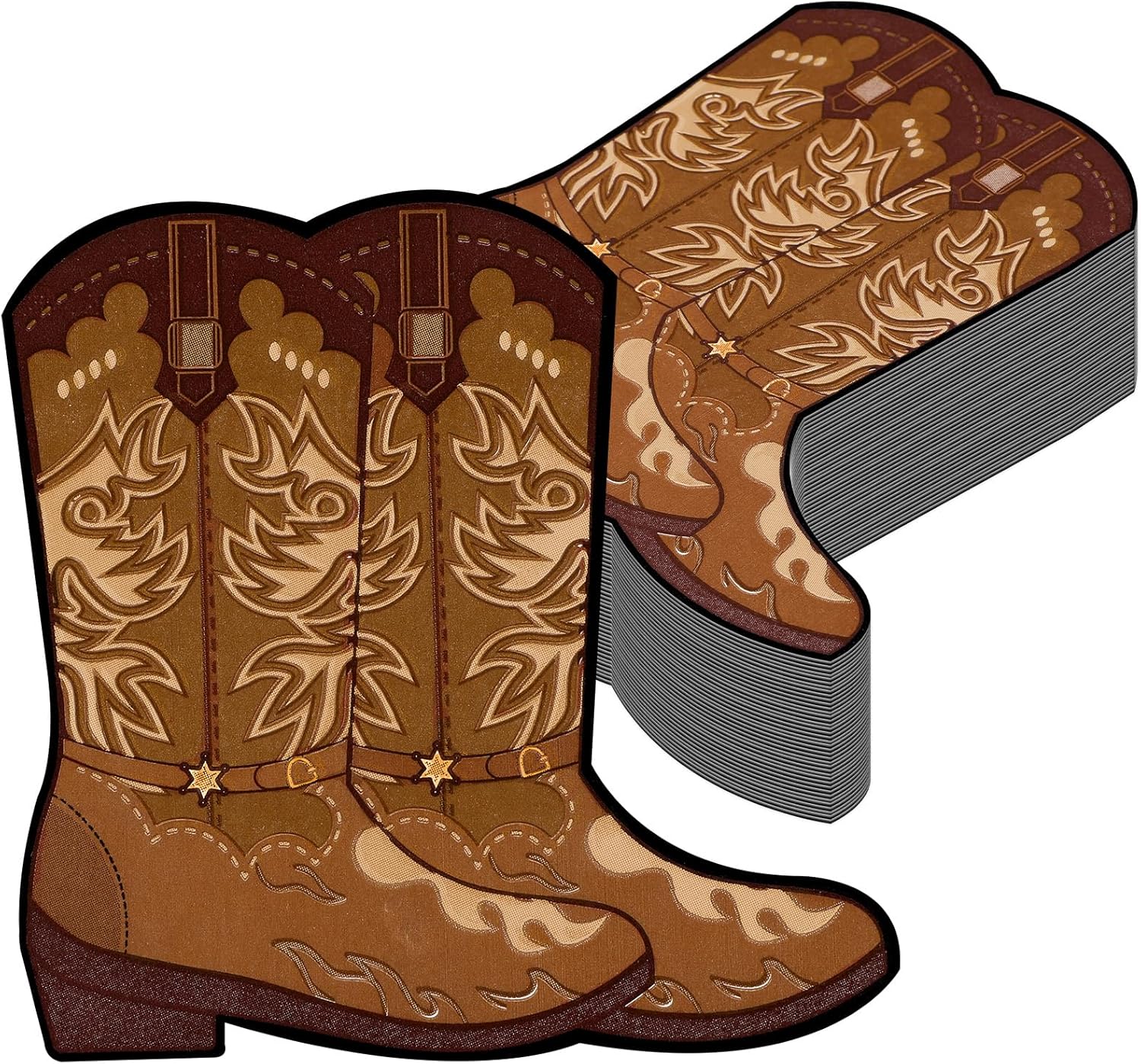 50 Pcs Cowboy Boot Shaped Napkins for Western Parties