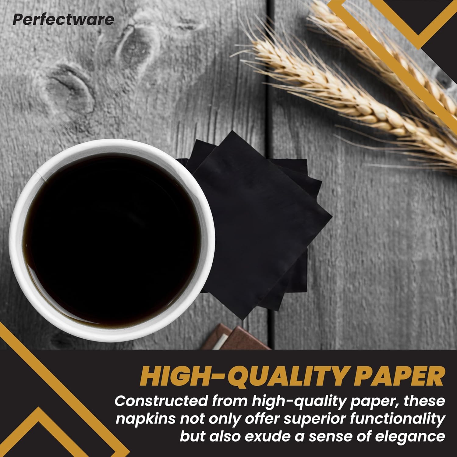 Perfectware 2-Ply Black Beverage Napkins 300 Count