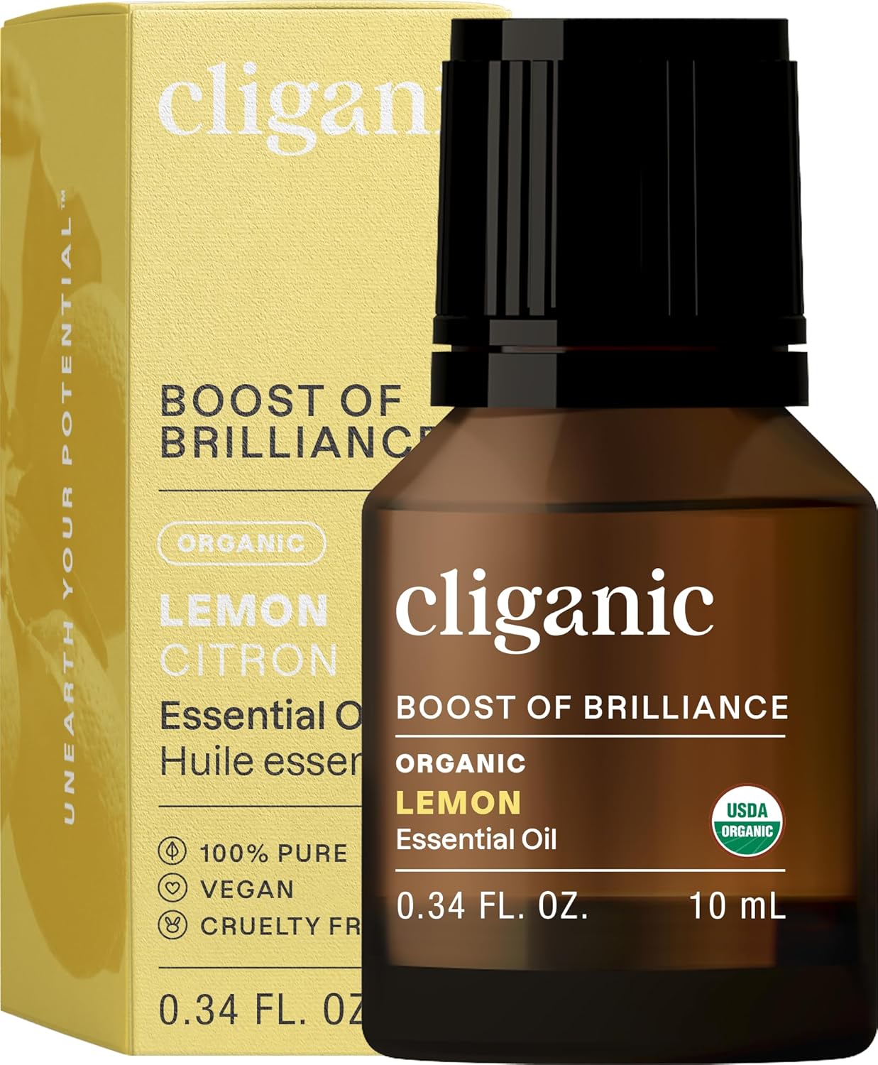 Cliganic USDA Organic Lemon Essential Oil 100 Pure