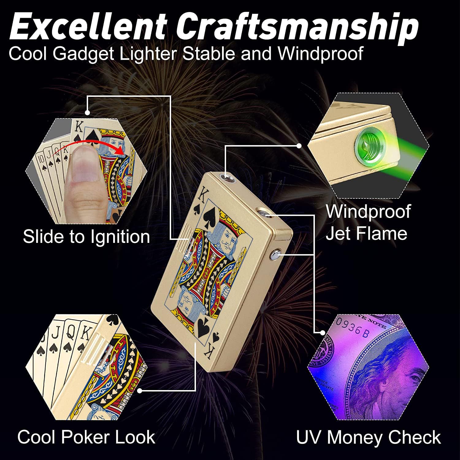 Jet Torch Lighter with UV Detector and Windproof Design