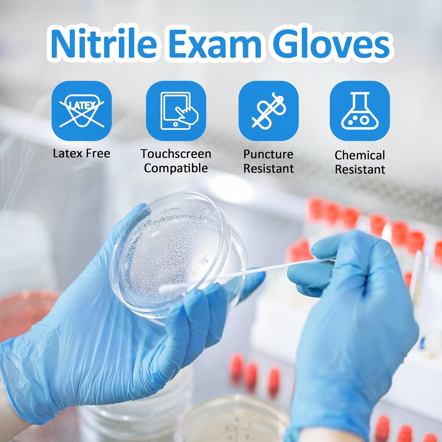 SwiftGrip Disposable Nitrile Exam Gloves Blue 100 Ct
