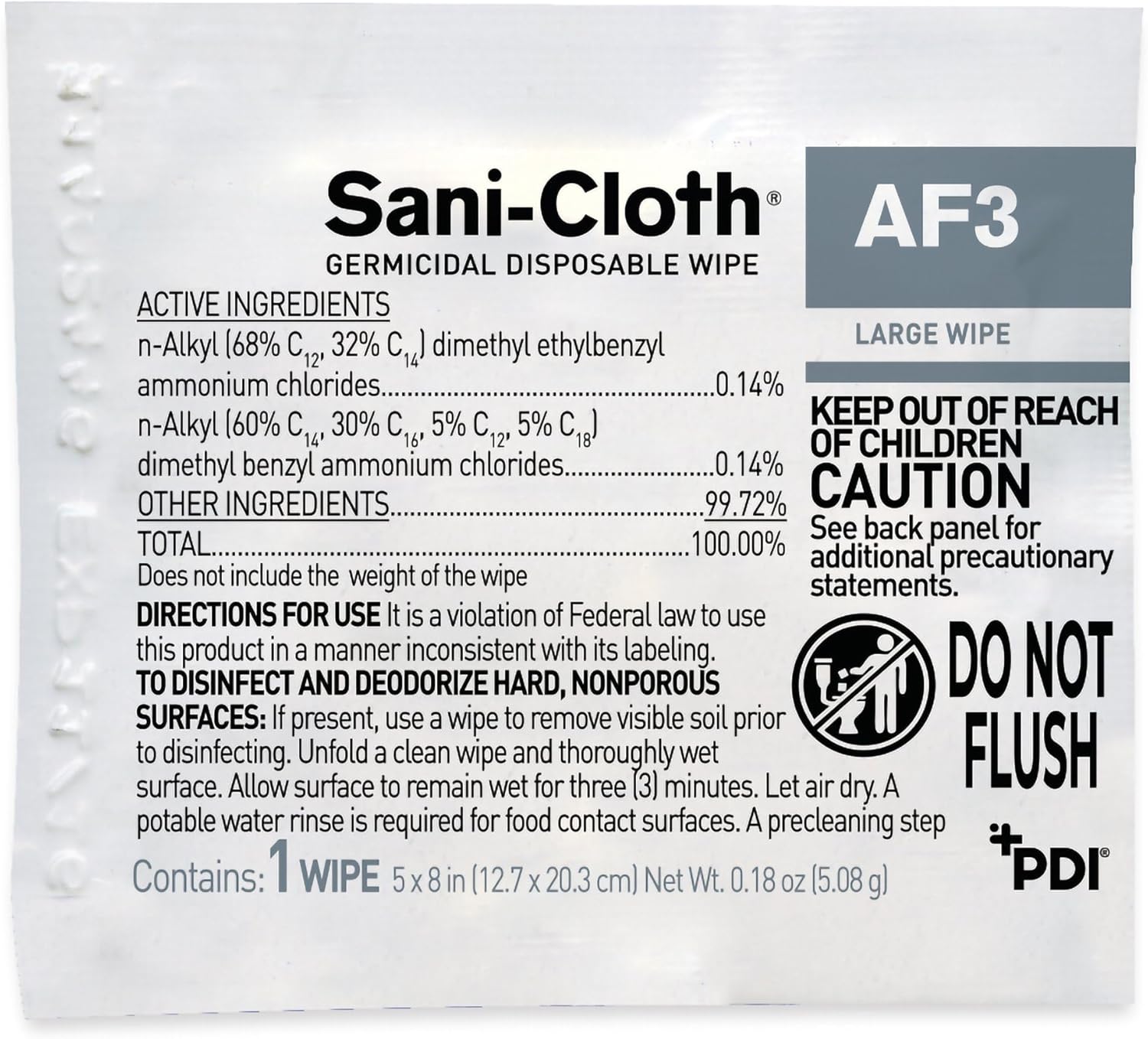 PDI Sani-Cloth AF3 Wipes 5x8 Inches