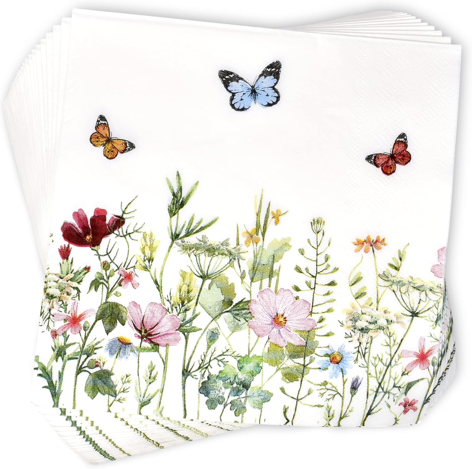 Gift Boutique 100 Spring Floral Napkins with Butterflies