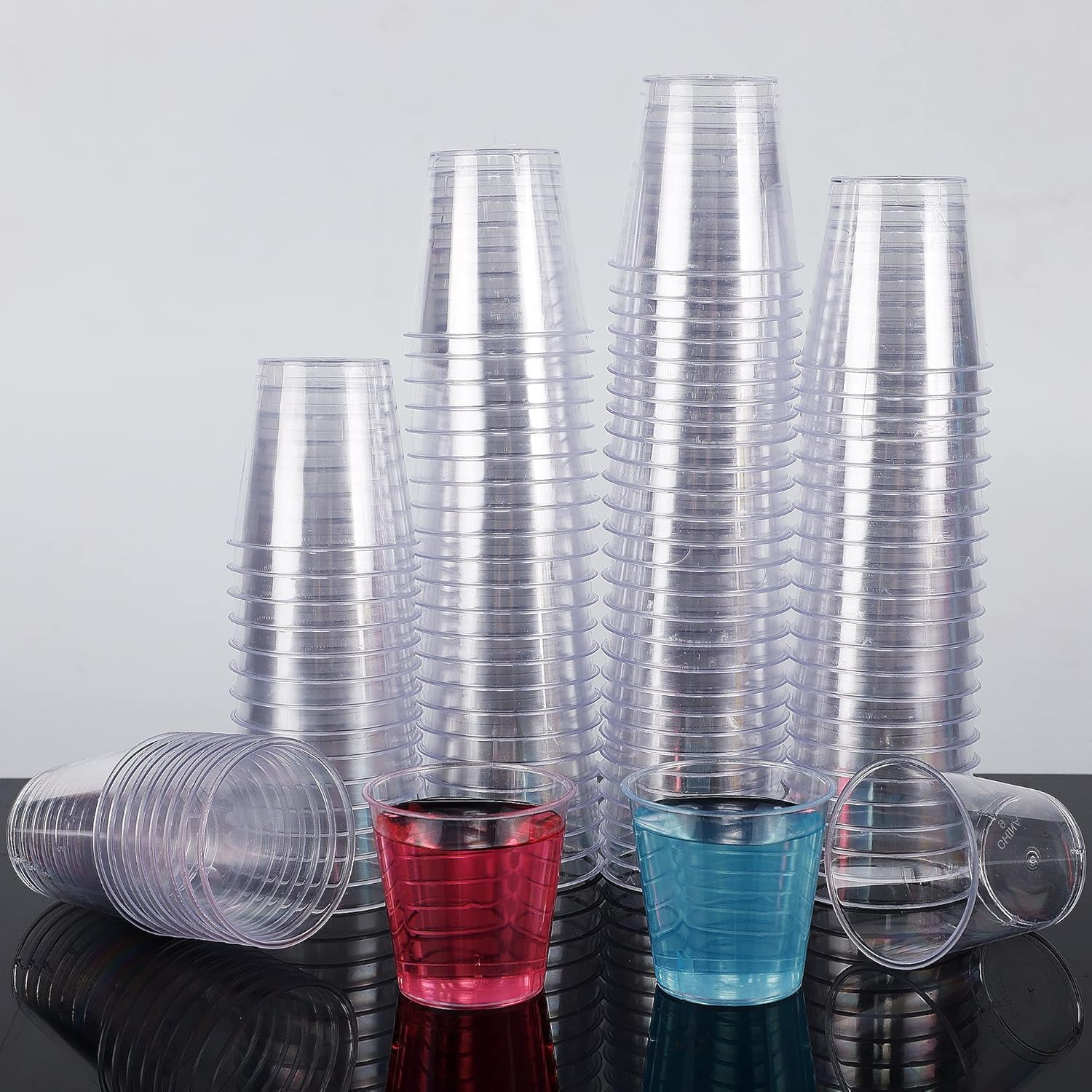 Zcaukya 100 Shot Glasses 1oz Clear Plastic Disposable Cups