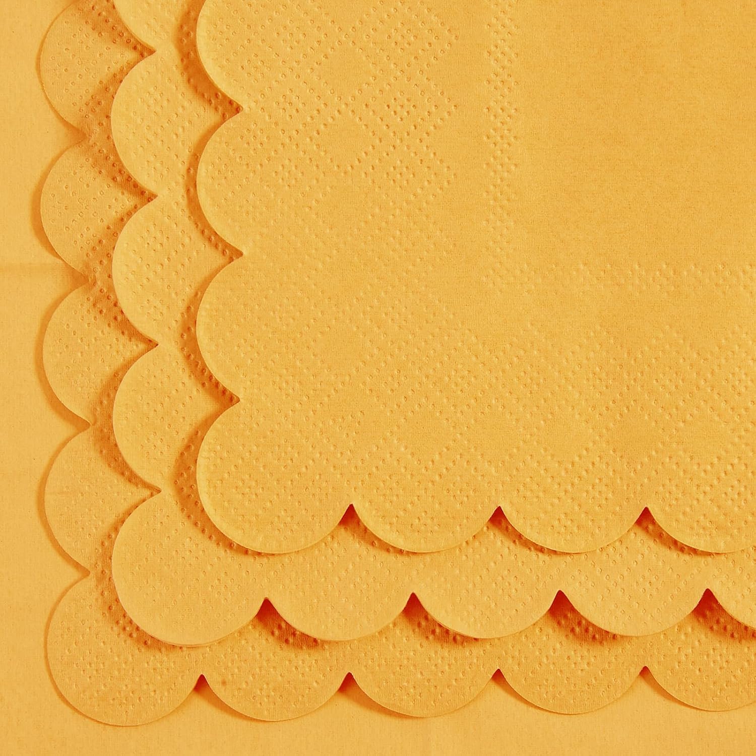 100 Pack 2 Ply Scalloped Edged Cocktail Napkins Yellow