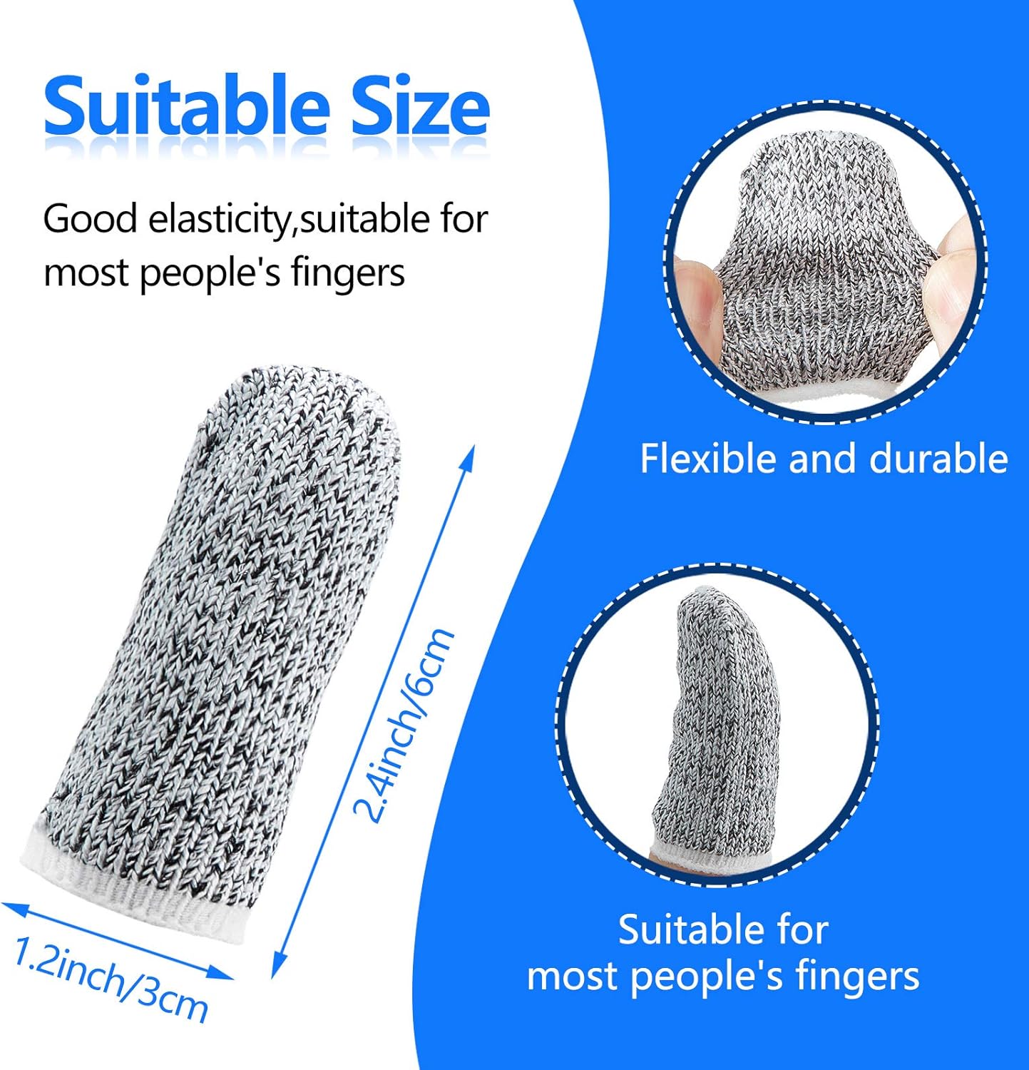 Honoson 60 Piece Cut Resistant Finger Cots Reusable Thumb Protectors