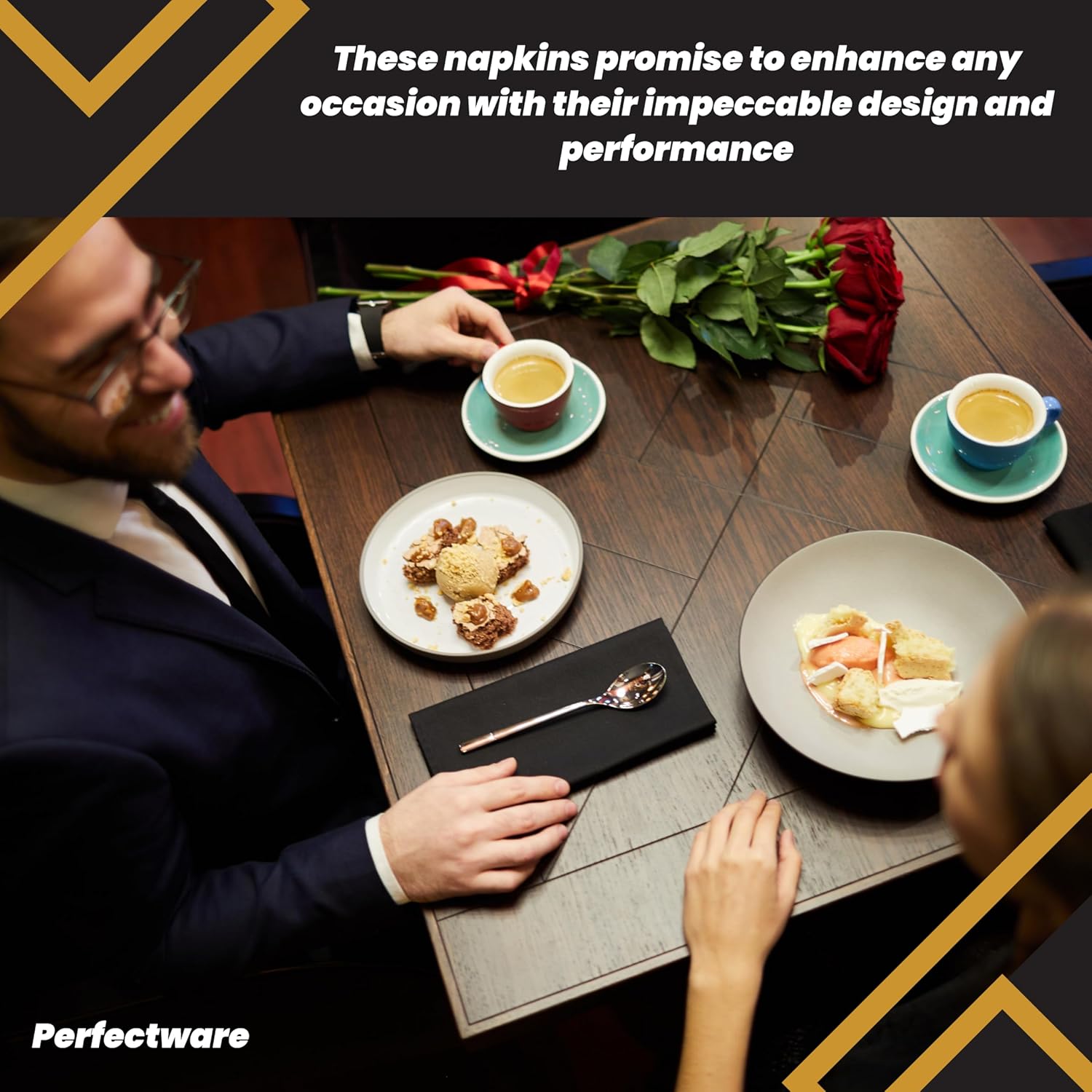 Perfectware 2-Ply Black Beverage Napkins 300 Count