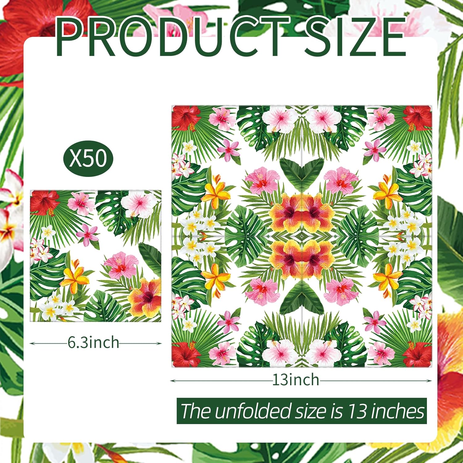50 Count Tropical Hibiscus Decor Paper Napkins