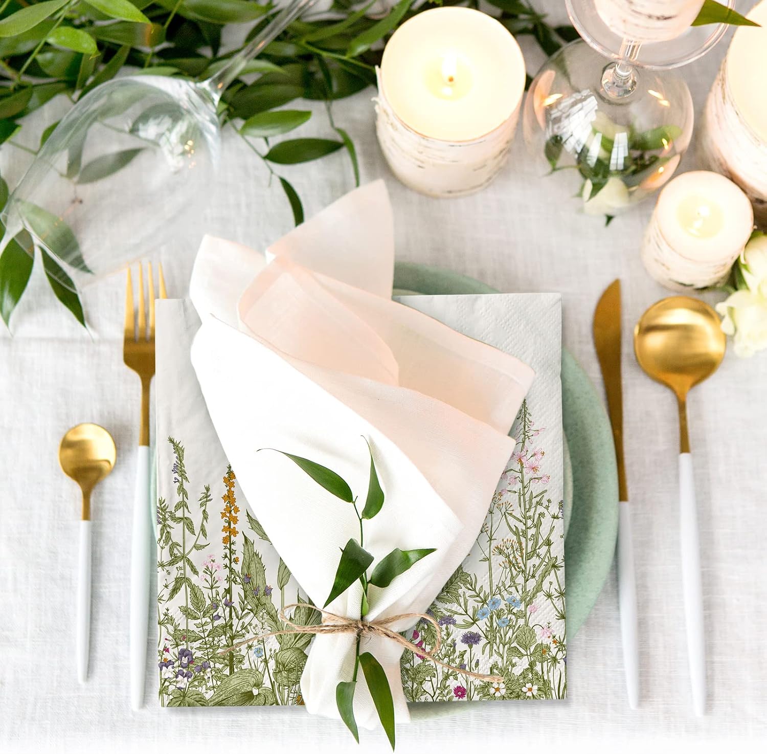 AnyDesign 80 Pack Floral Luncheon Napkins for Home Kitchen Party Supplies