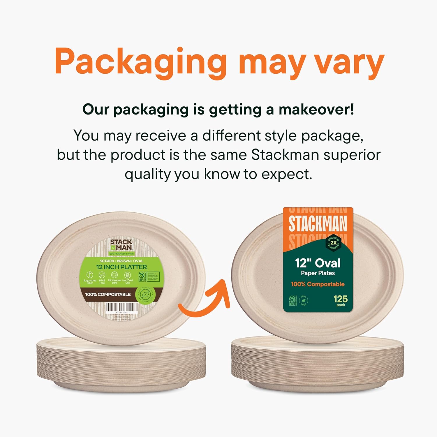 100 Compostable Paper Plates 50-Pack - BPI Certified PFAS-Free