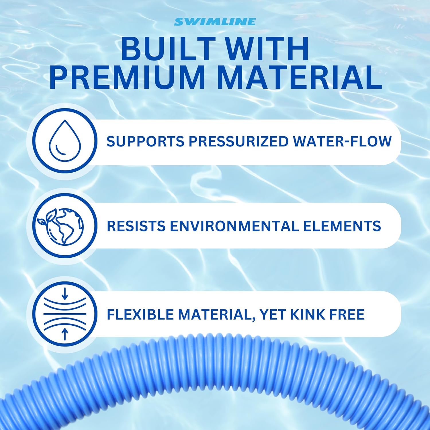 Hydrotools Pool Vacuum Hose 125 X 24 Kink Resistant Swivel Cuff