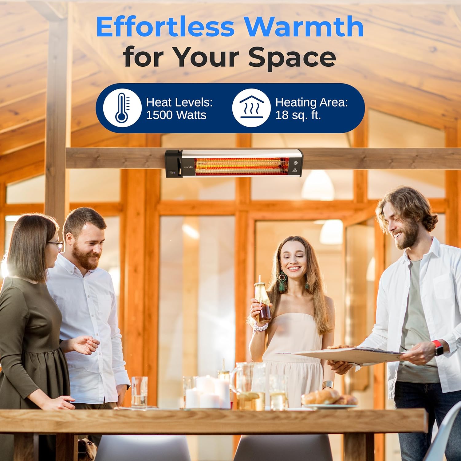 SereneLife Infrared Wall-Mounted Heater with Remote 1500W