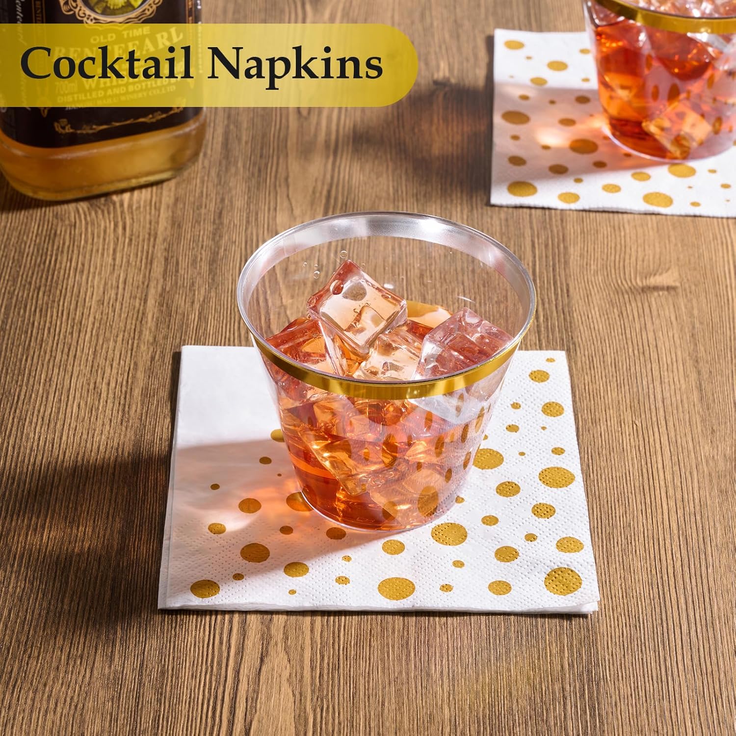 Vplus 200 Pack Gold Cocktail Napkins 3 Ply