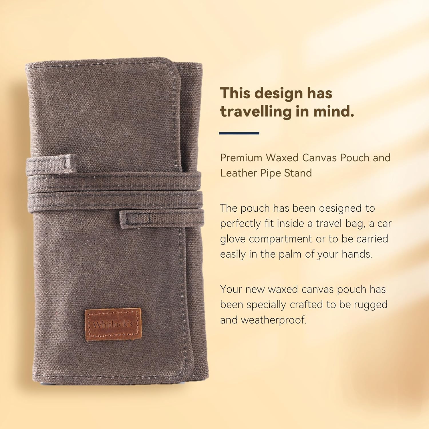 Whitlucks Waxed Canvas Pipe Pouch with Leather Stand