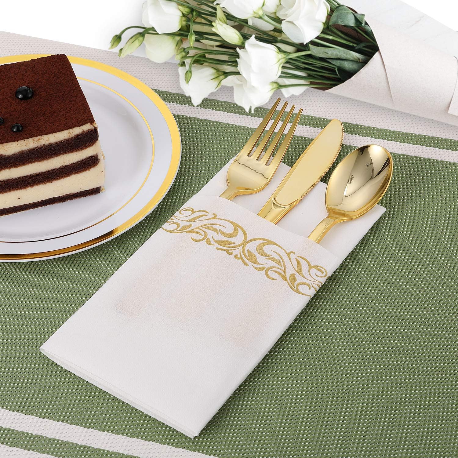 FOCUSLINE 100 Linen Feel Bathroom Napkins - Gold 12x17