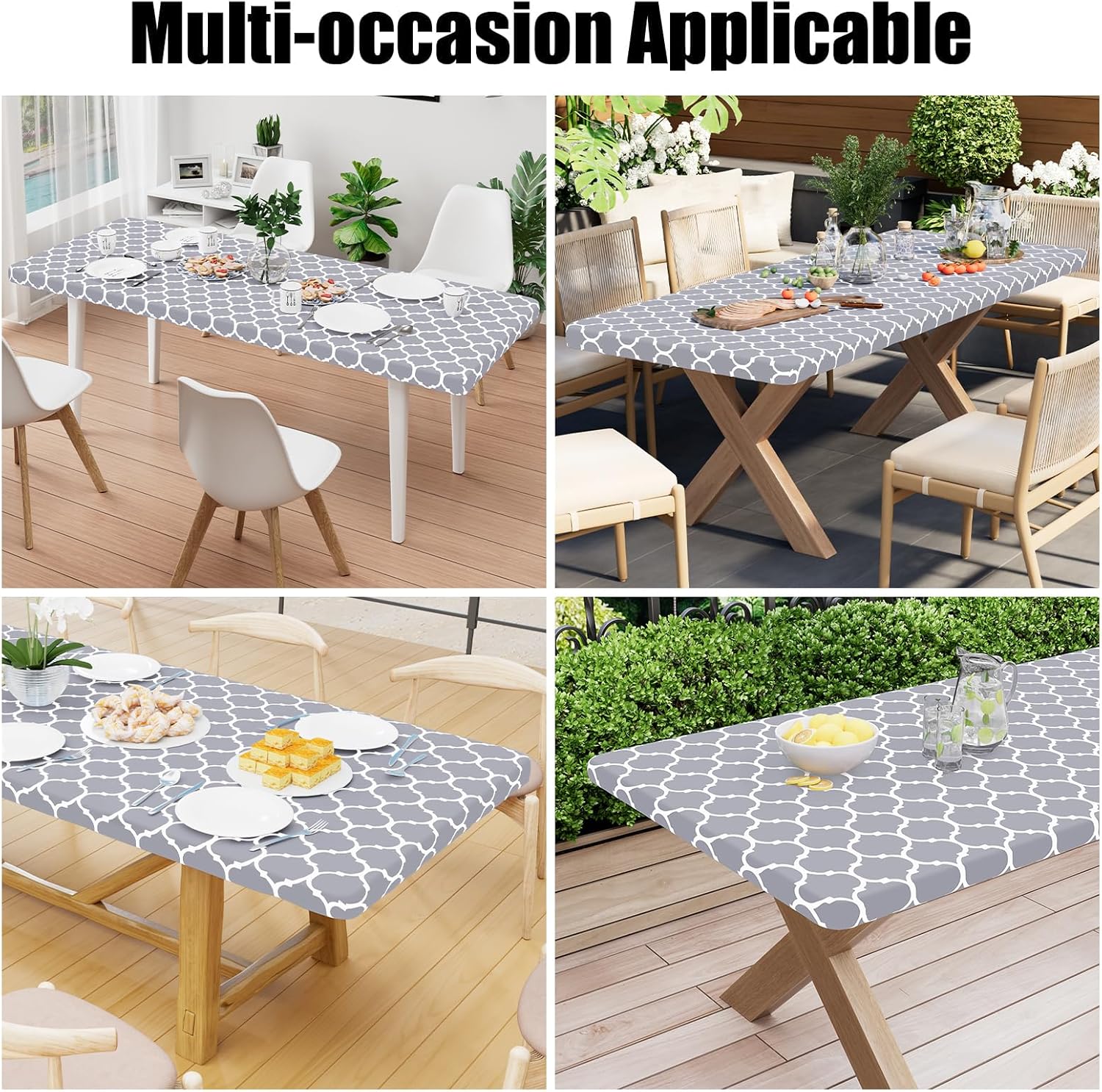 Smiry Rectangle Picnic Table Cover Waterproof Elastic Fit 36x60 Inches Grey