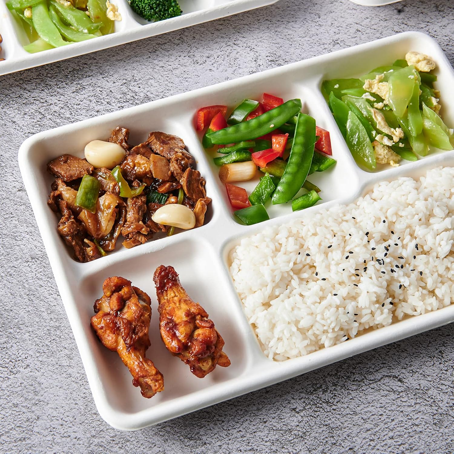 Vplus 100 Compostable 5 Compartment Plates 100 Pack