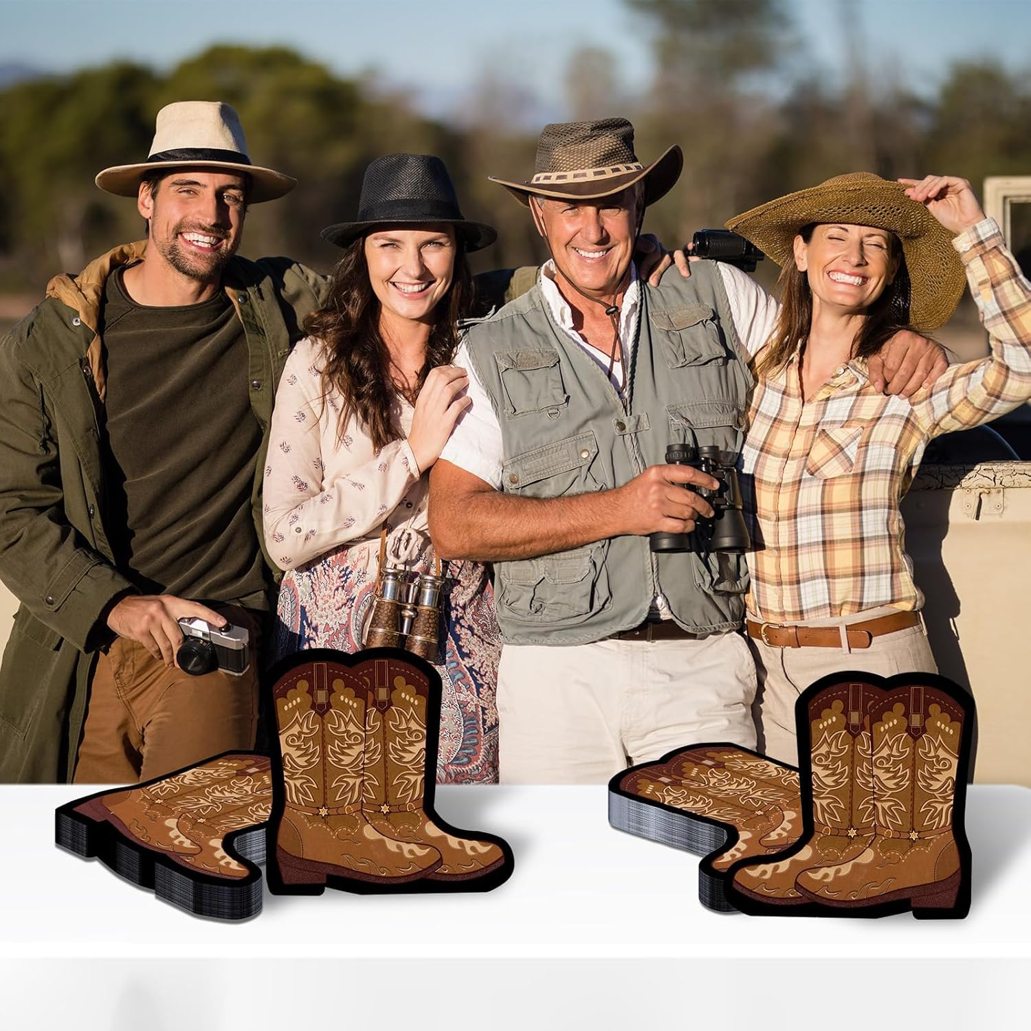 50 Pcs Cowboy Boot Shaped Napkins for Western Parties