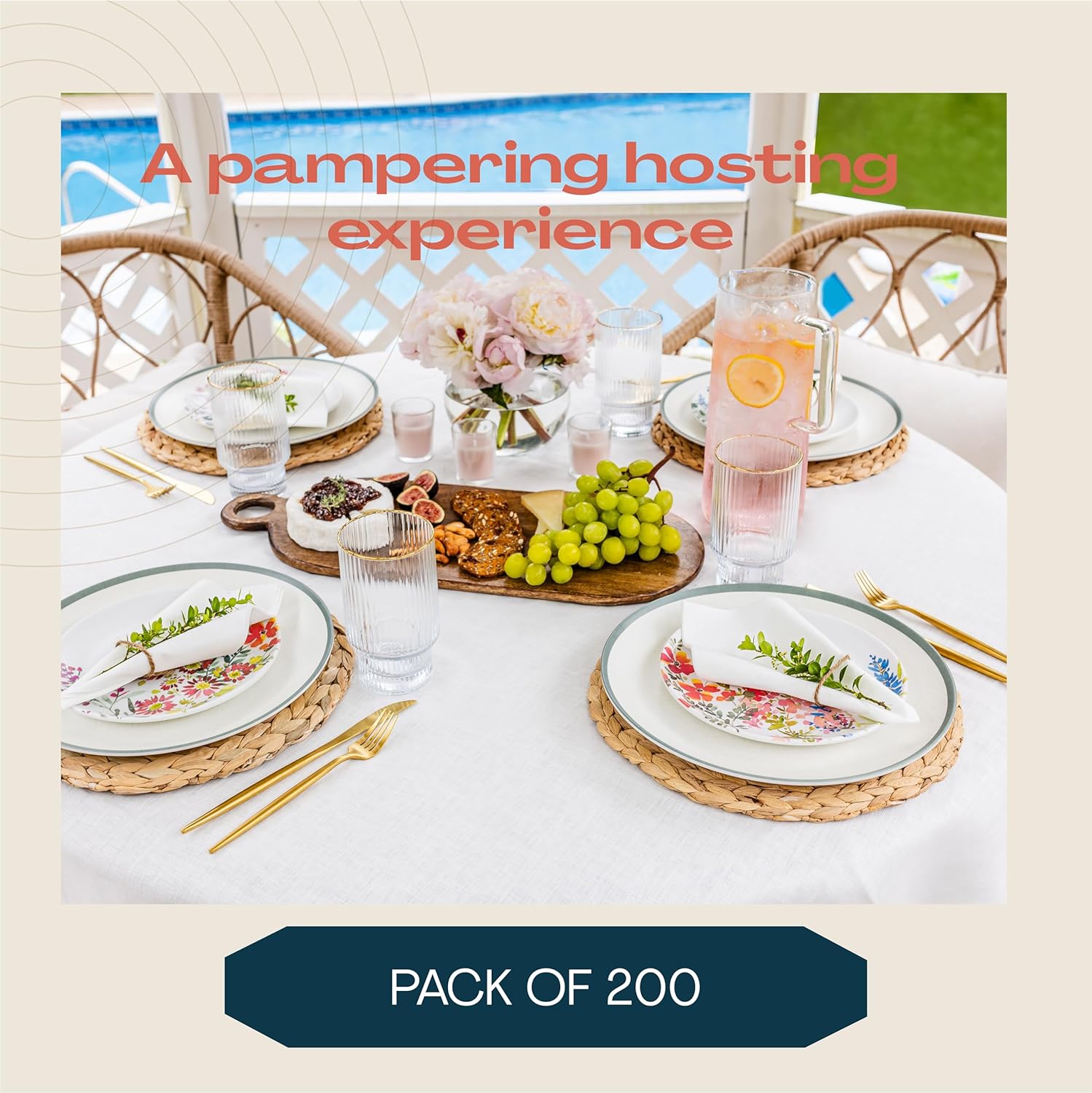 200 Linen-Feel Disposable Napkins - Made in USA