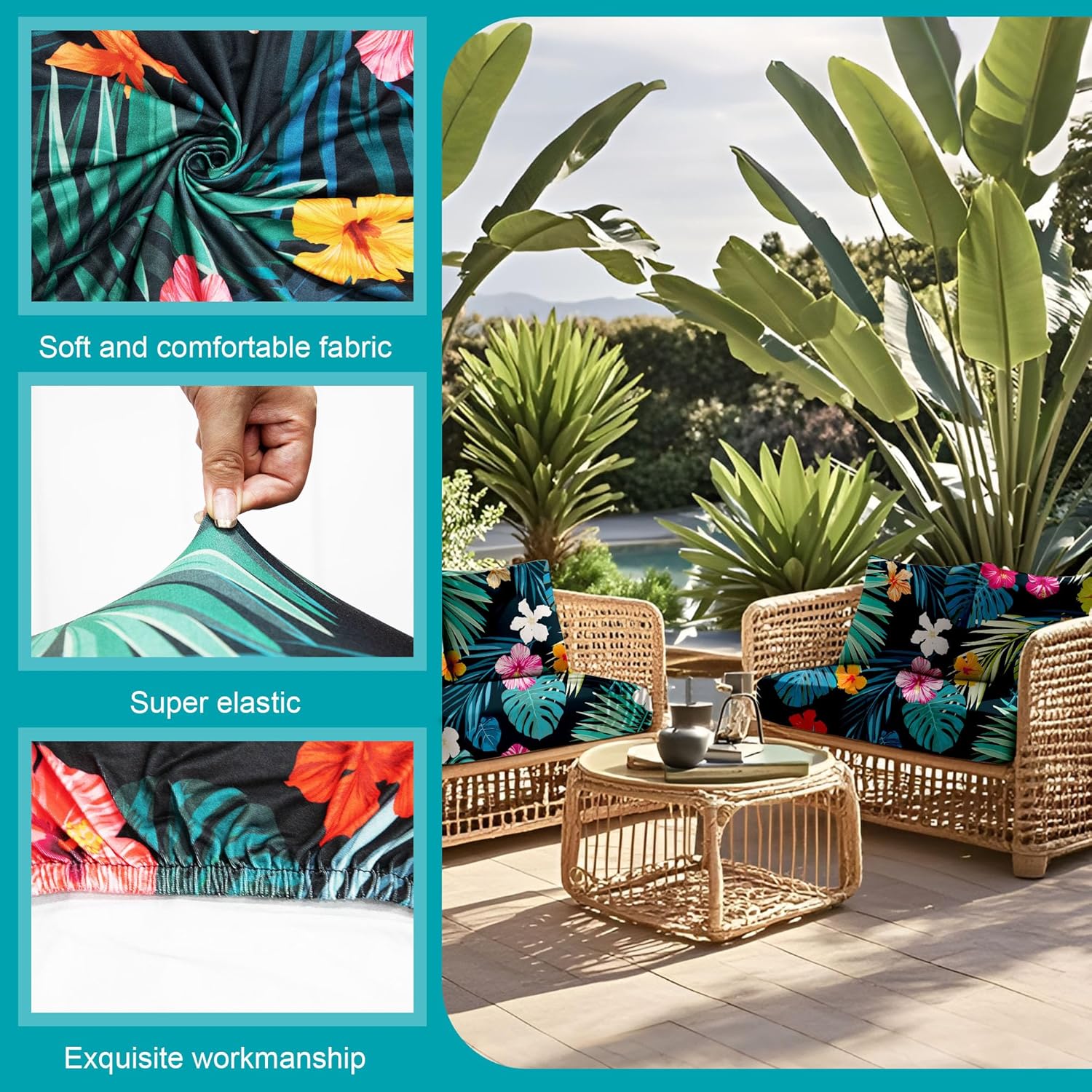 12Pcs Stretch Outdoor Cushion Covers for Sofa and Chairs