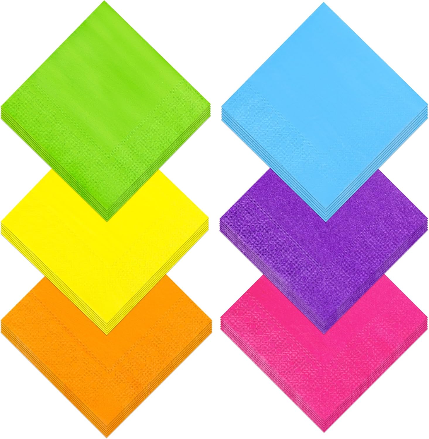 60 Pack Neon Lunch Dinner Napkins 65x65 Inch 2-Ply