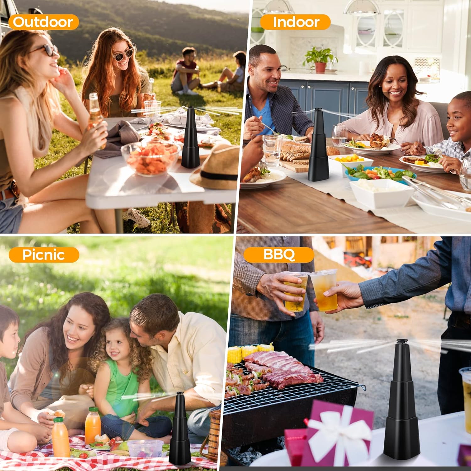 PIMAG Fly Fans for Tables 4-Pack Battery Powered