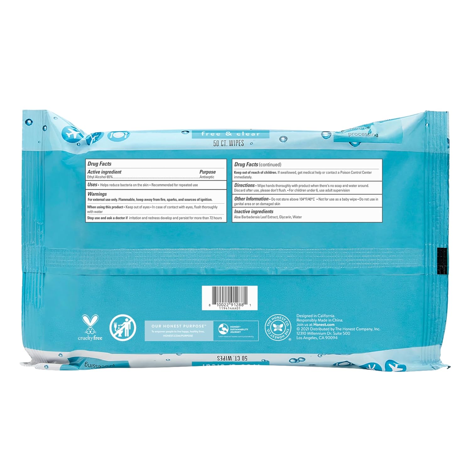 The Honest Company Fragrance Free Alcohol Wipes 150 Count