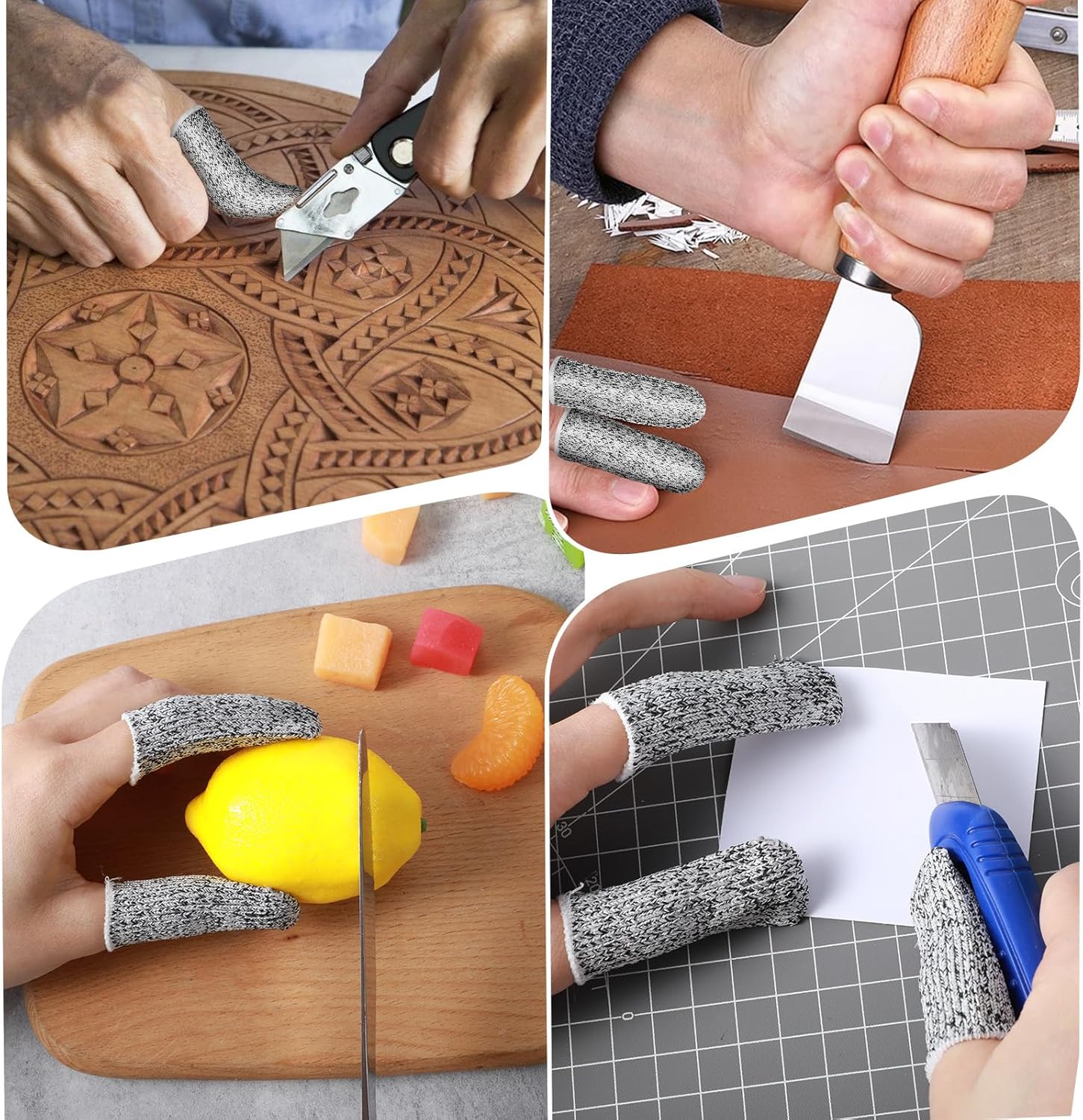 COMNICO Cut Resistant Finger Cots 16 Pcs Reusable Gloves