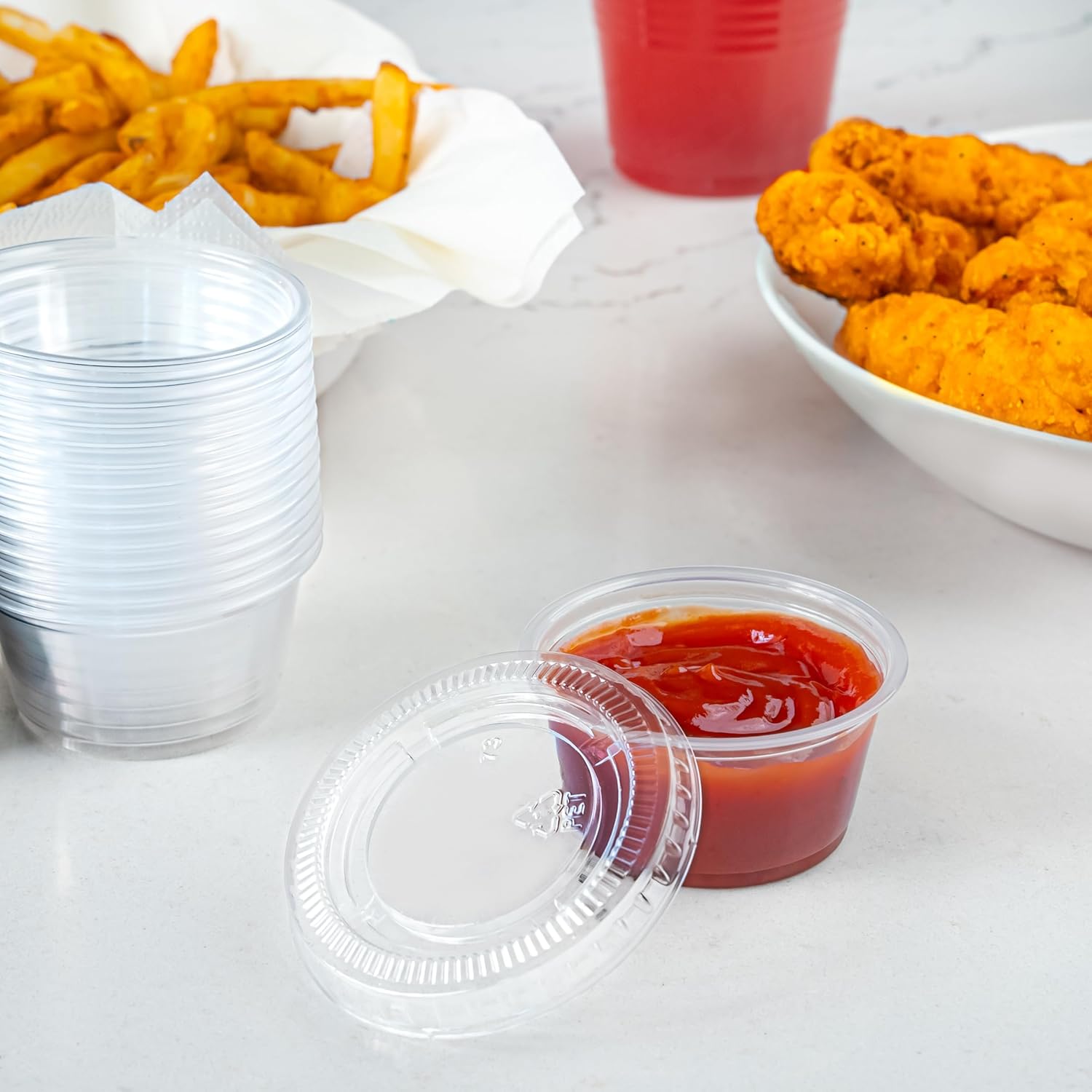 Amazon Basics 2oz Disposable Cups and Lids 50 Count
