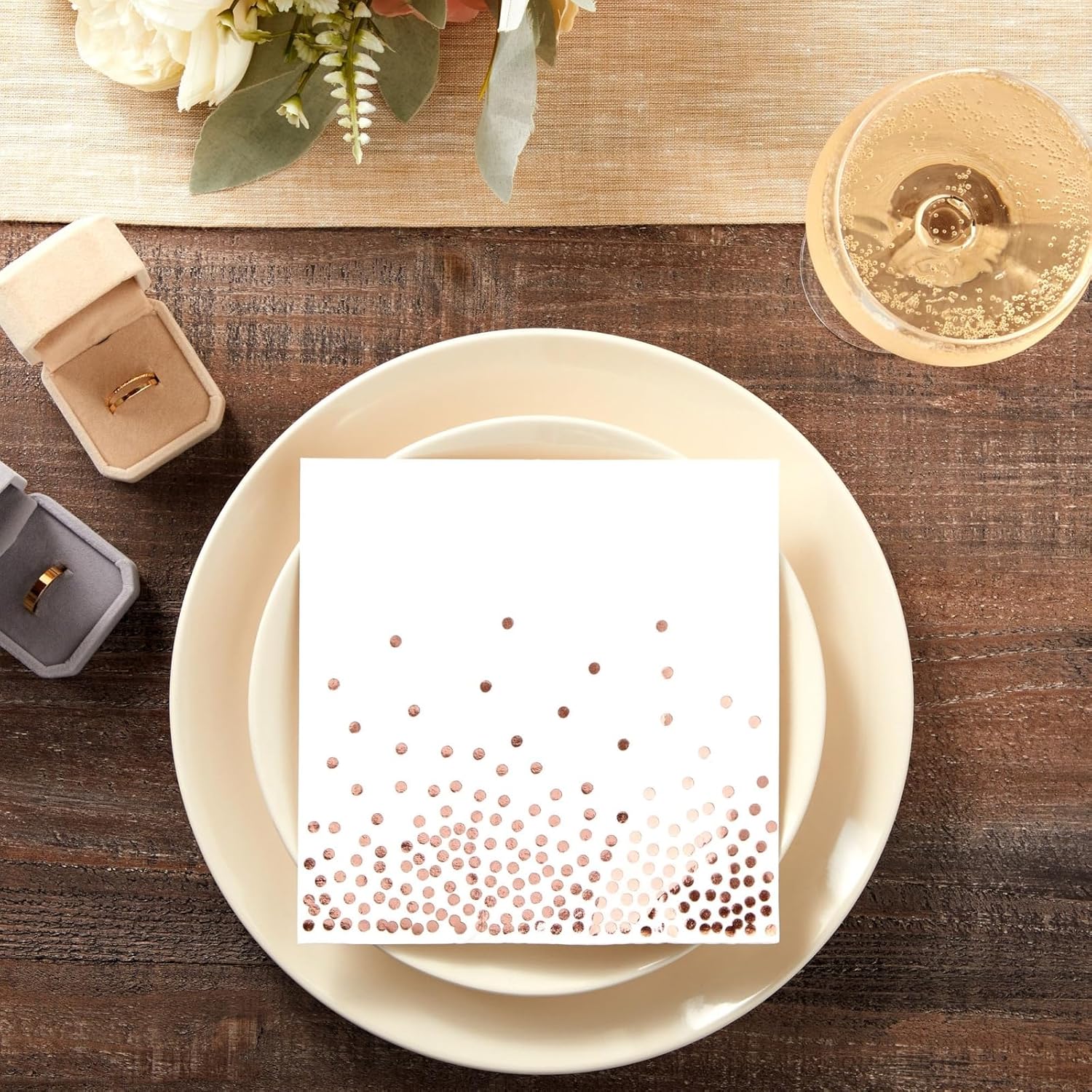 Juvale 50 Pack Disposable Rose Gold Napkins 65 Inch 3 Ply
