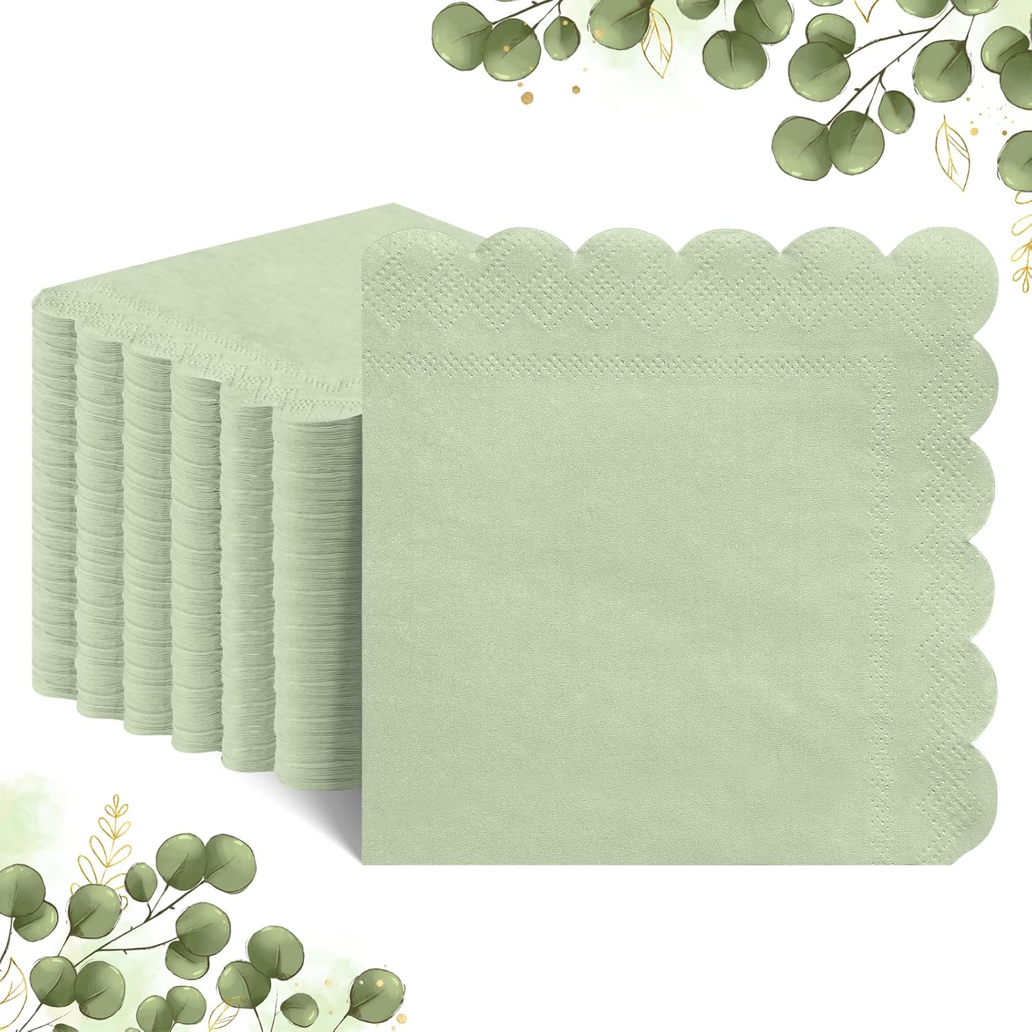 120 Pcs Sage Green Cocktail Napkins