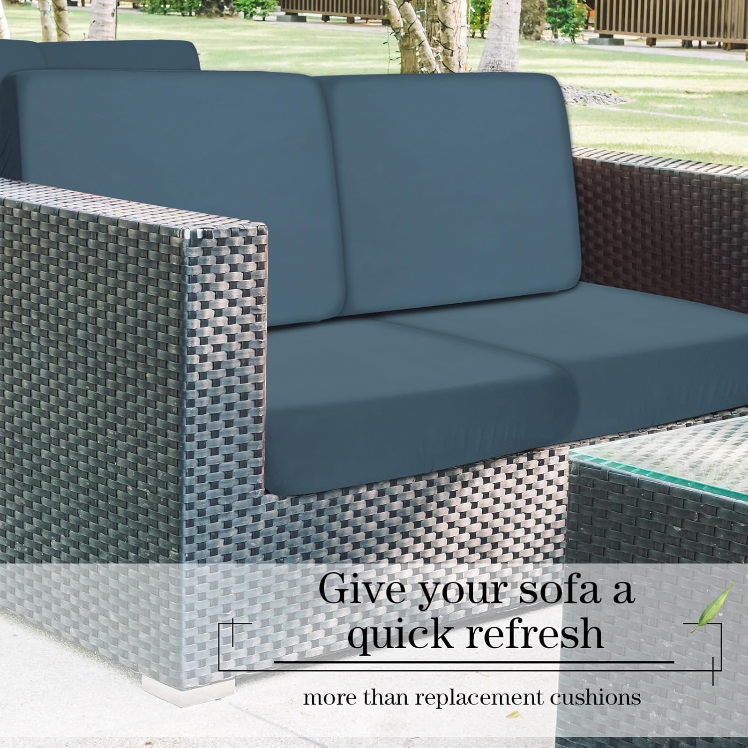 Newwiee 8Pcs Stretchable Outdoor Cushion Covers