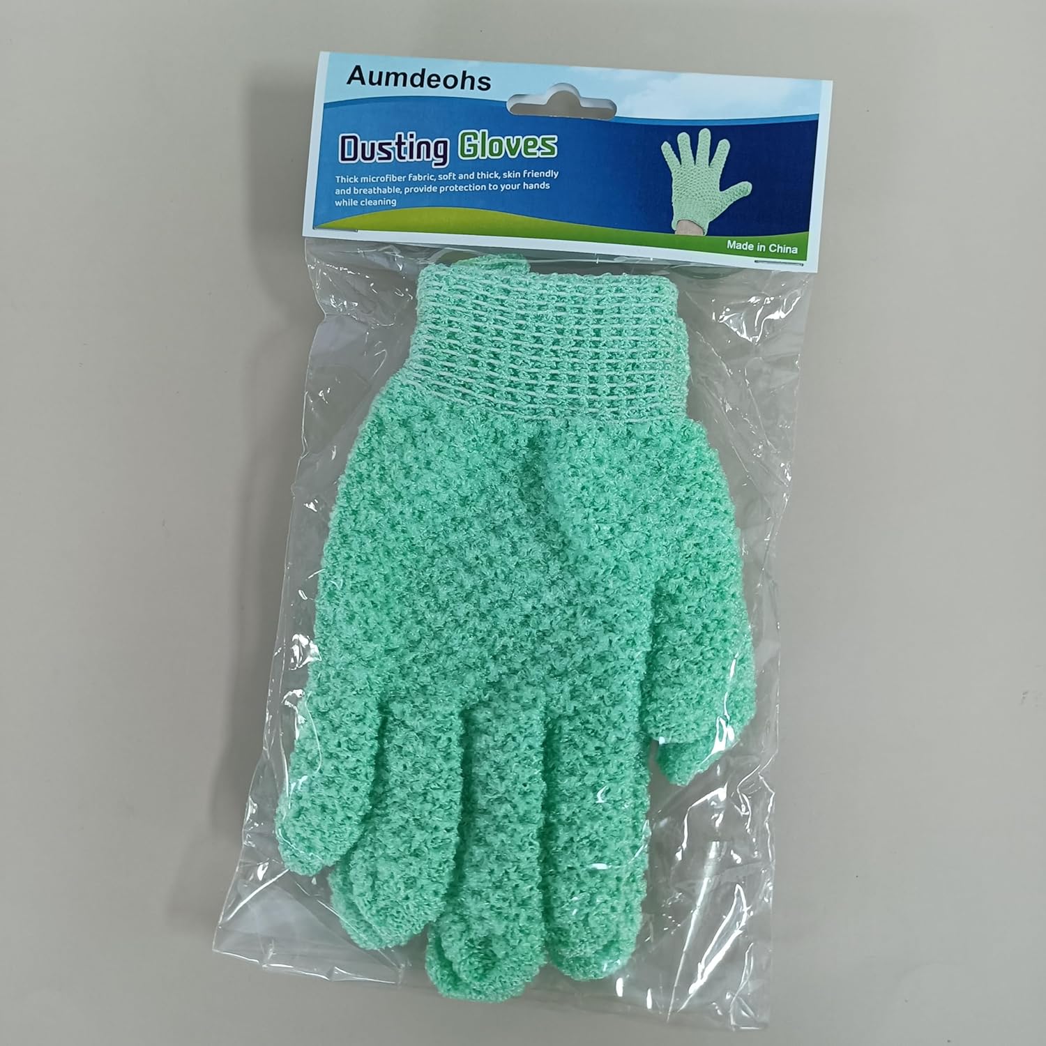 Aumdeohs Microfiber Dusting Gloves Reusable Washable Cleaning Mittens Green Standard
