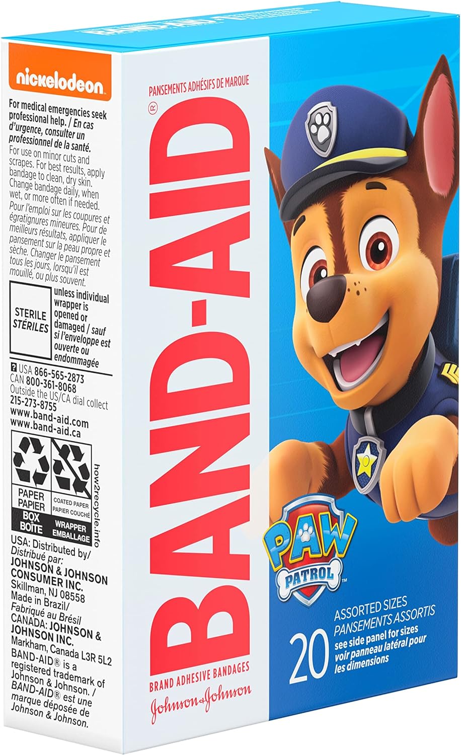 Band-Aid Sterile Adhesive Bandages with Paw Patrol Characters 20 Count