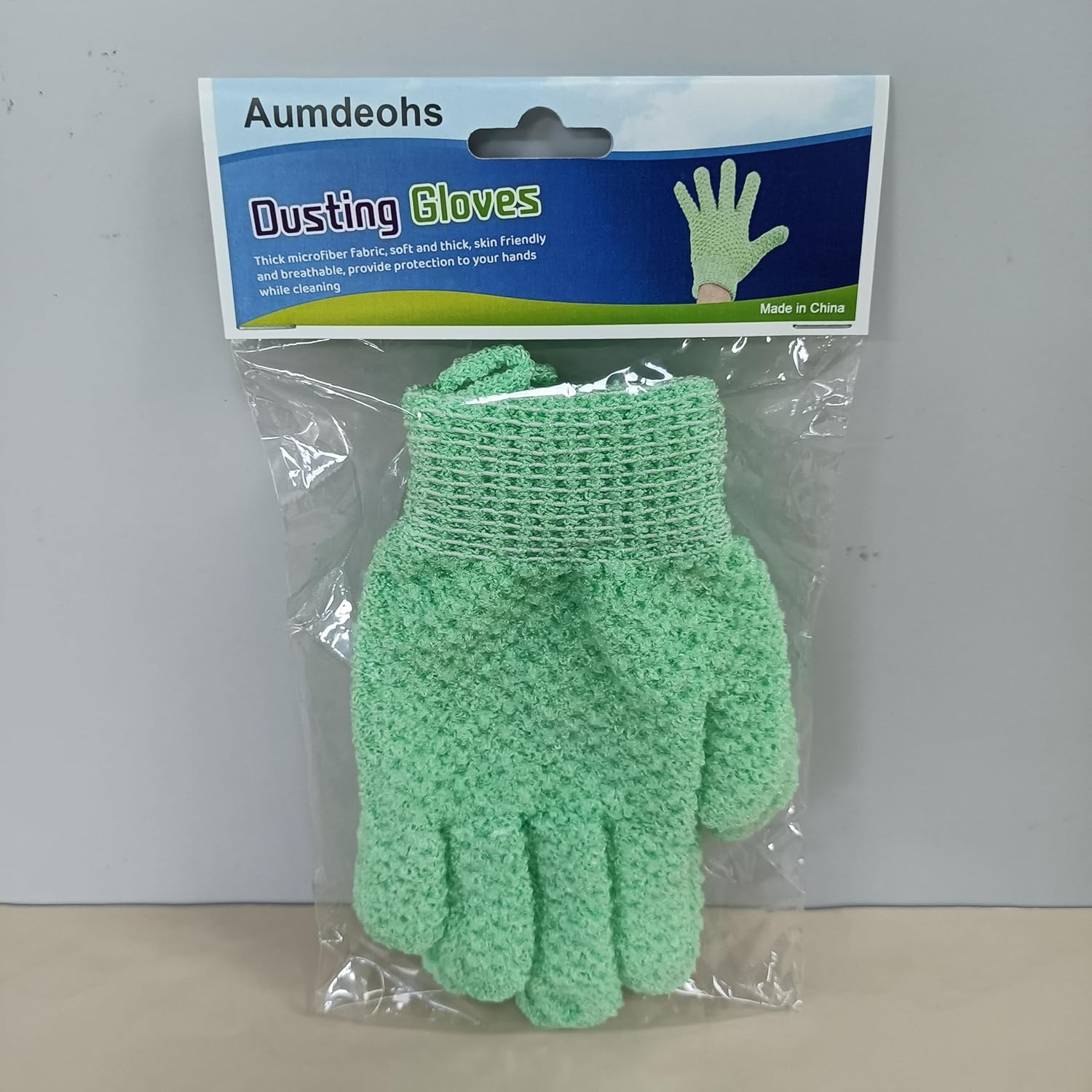 Aumdeohs Microfiber Dusting Gloves Reusable Washable Cleaning Mittens Green Standard