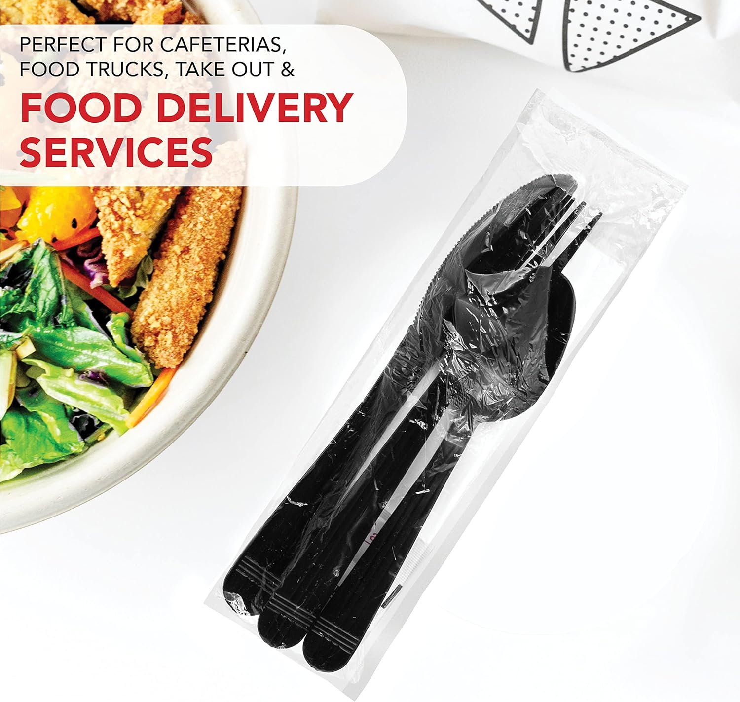 Party Essentials Heavy Duty Cutlery Sets Black 50 Units