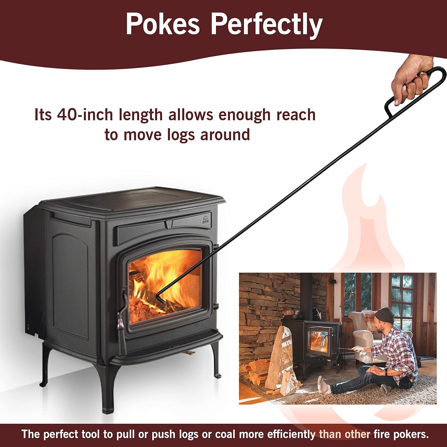 SIMOND STORE 40-Inch Fire Pit Poker Black