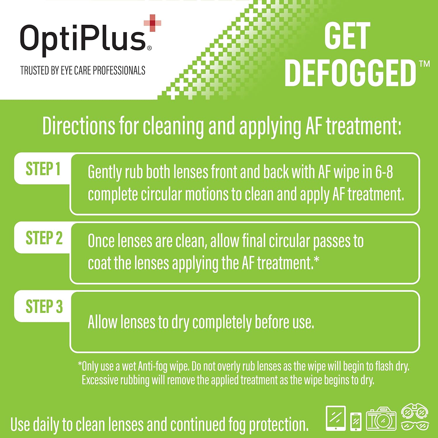 OptiPlus Anti-Fog Pre-Moistened Lens Wipes 100 Count