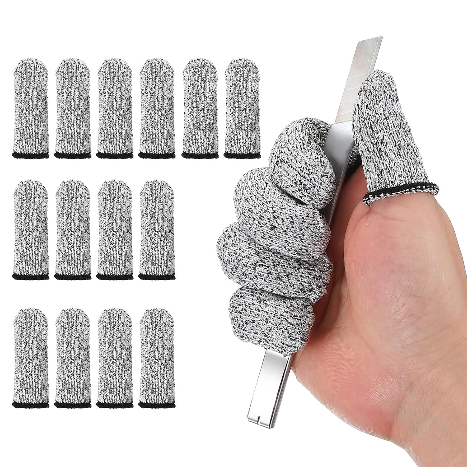 PATIKIL Cut Resistant Finger Cots 14 Pcs Reusable Grey