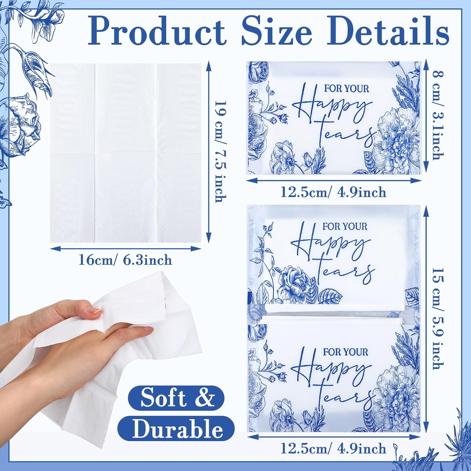 Yinder 60 Pack Pocket Tissues for Wedding Guests