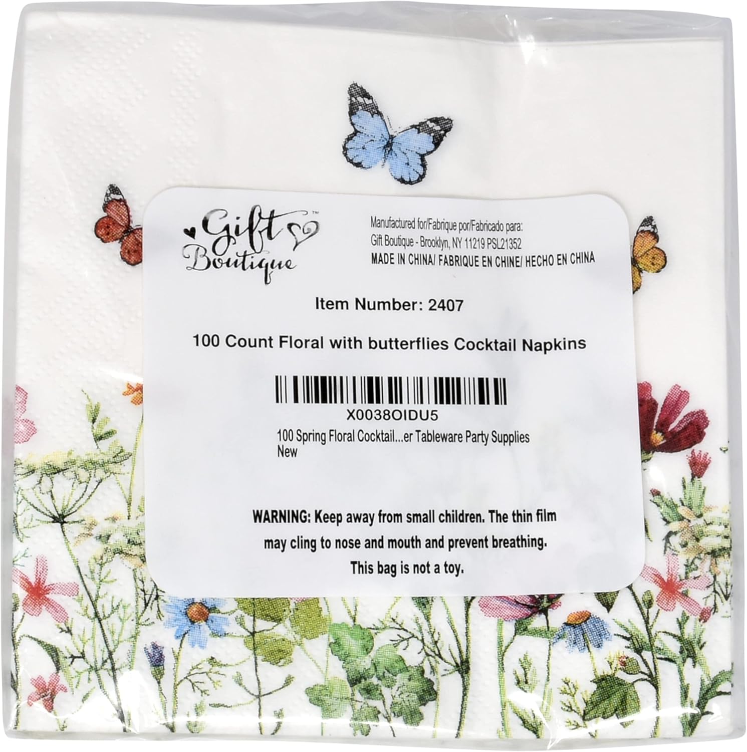 Gift Boutique 100 Pcs Floral Cocktail Napkins