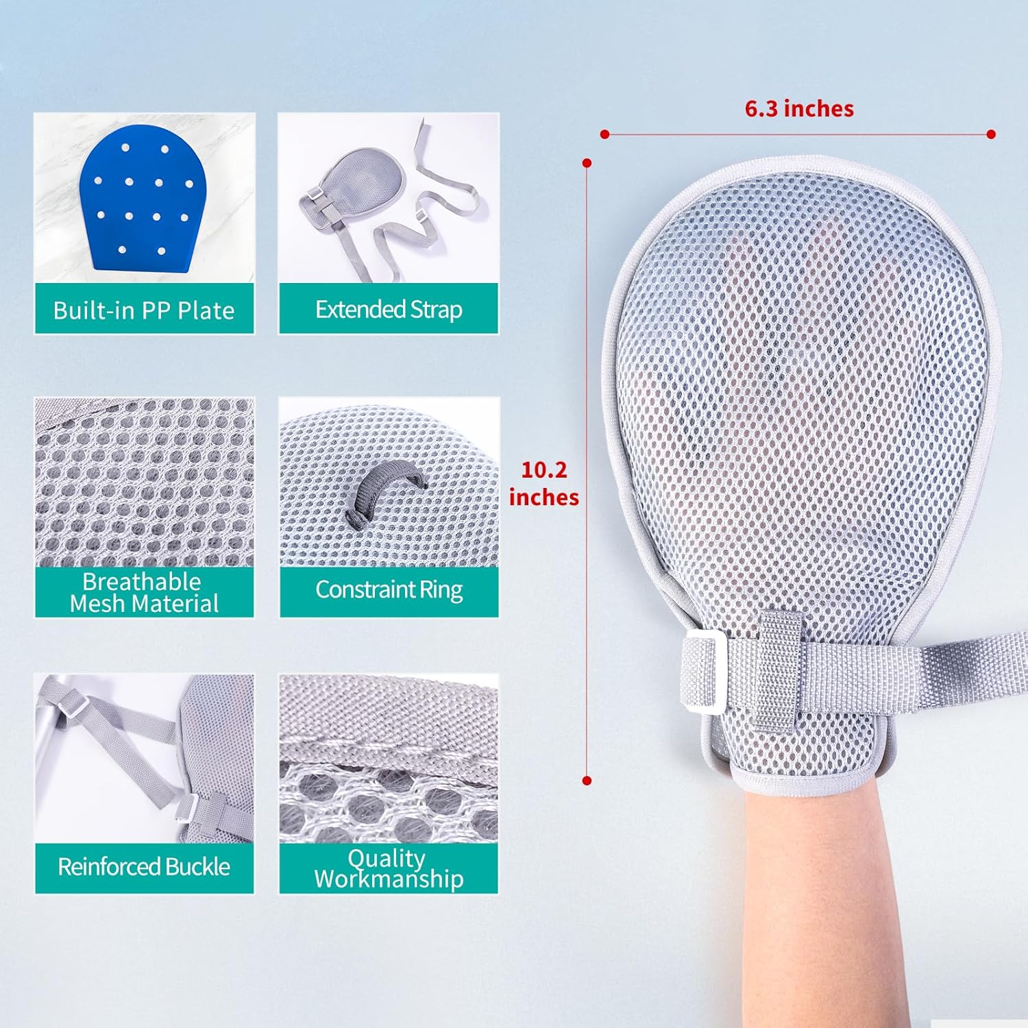 Medical Restraint Gloves - 2Pcs Washable for Seniors