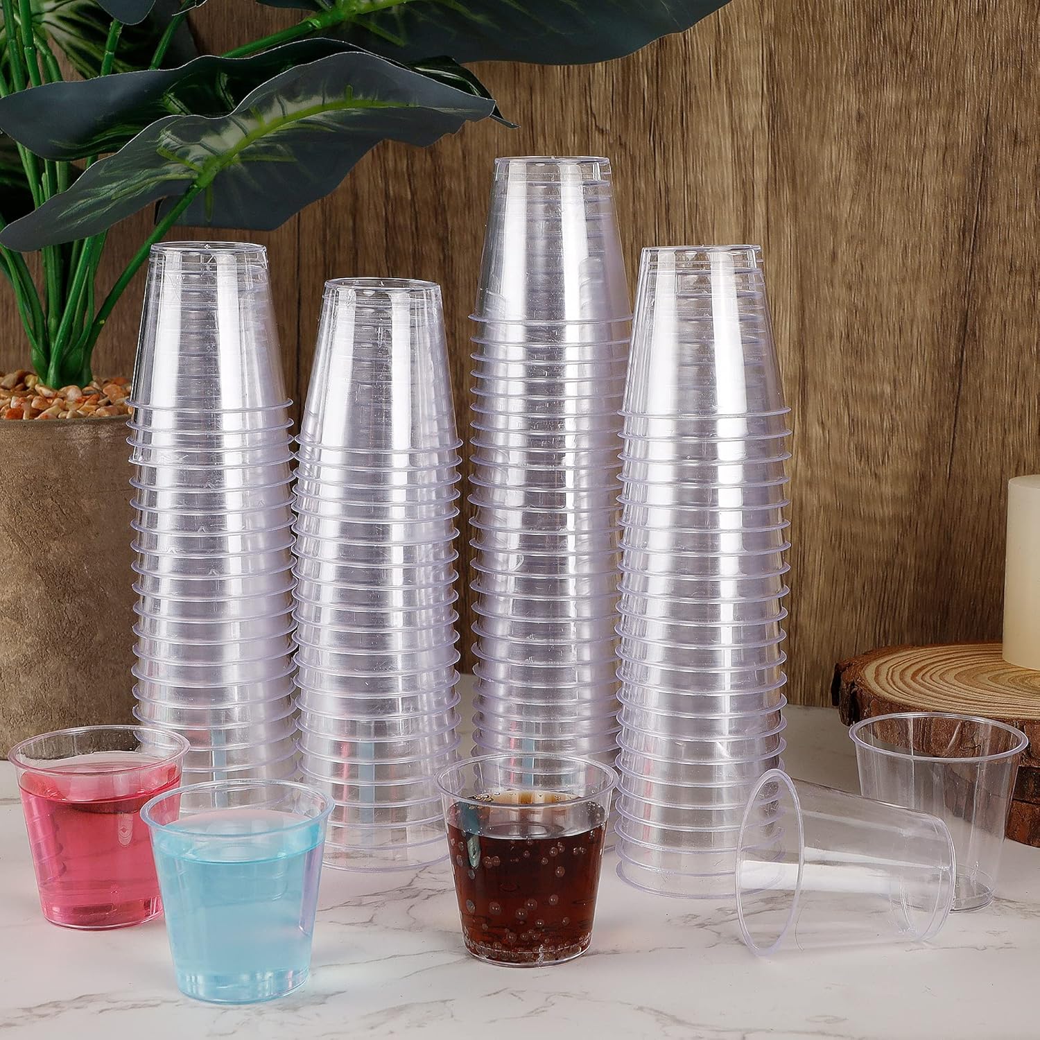 Zcaukya 100 Shot Glasses 1oz Clear Plastic Disposable Cups