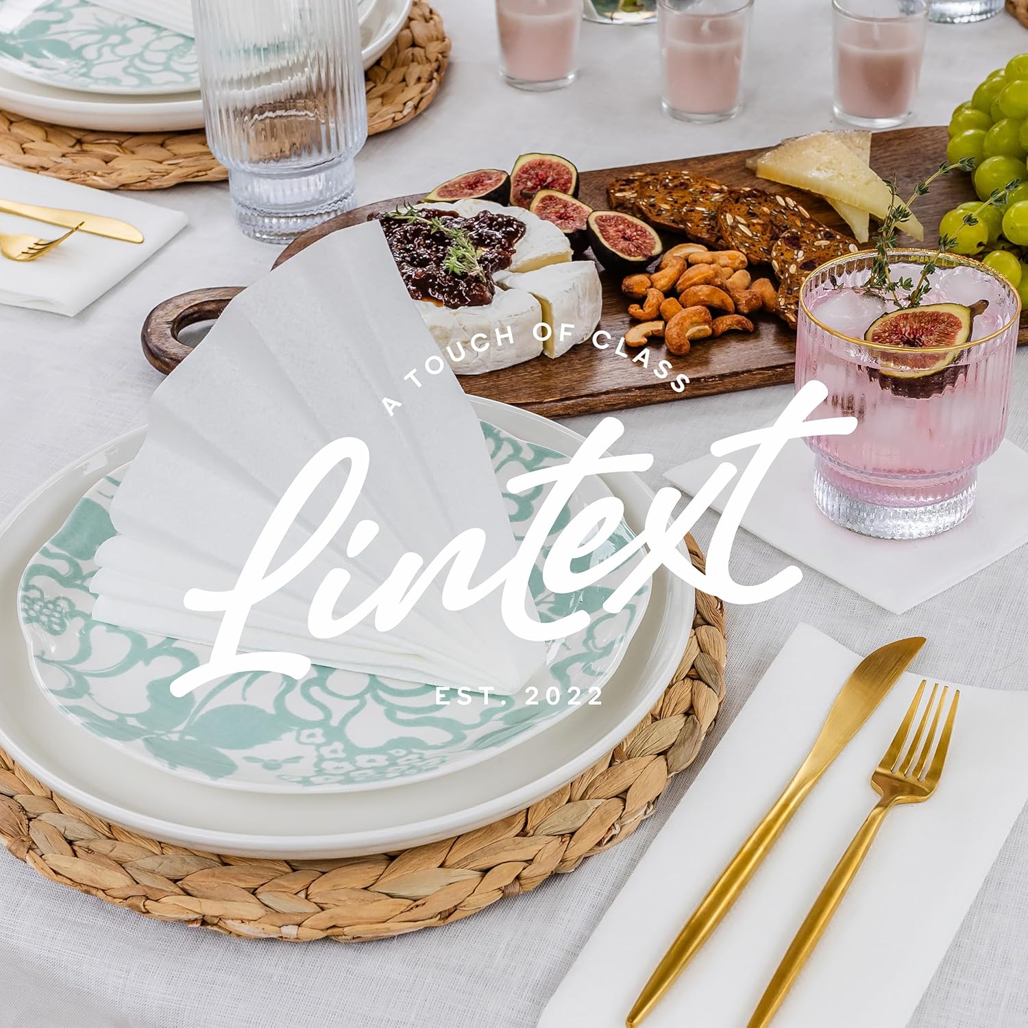 200 Linen-Feel Disposable Napkins - Made in USA