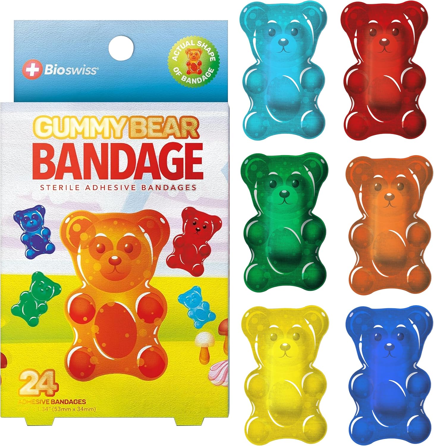 BioSwiss Adorable Gummy Bear Bandages 24 Count