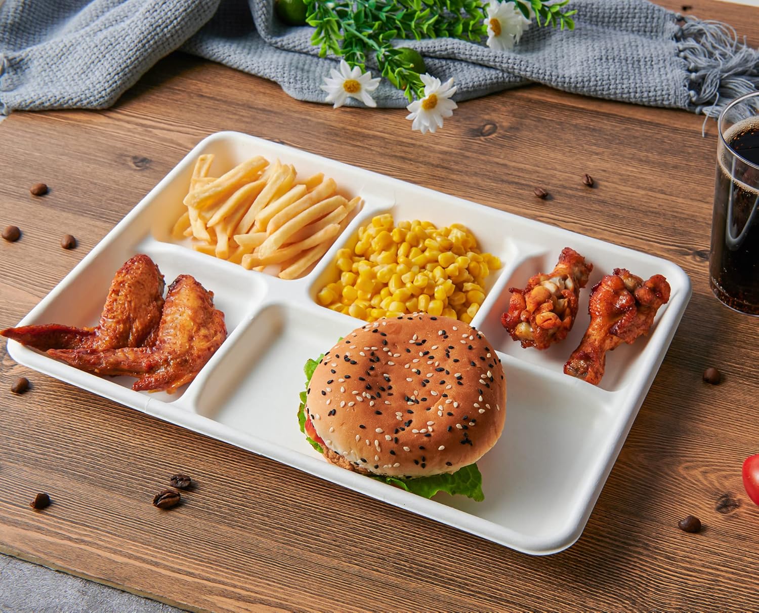 Vplus 100 Compostable 5 Compartment Plates 100 Pack