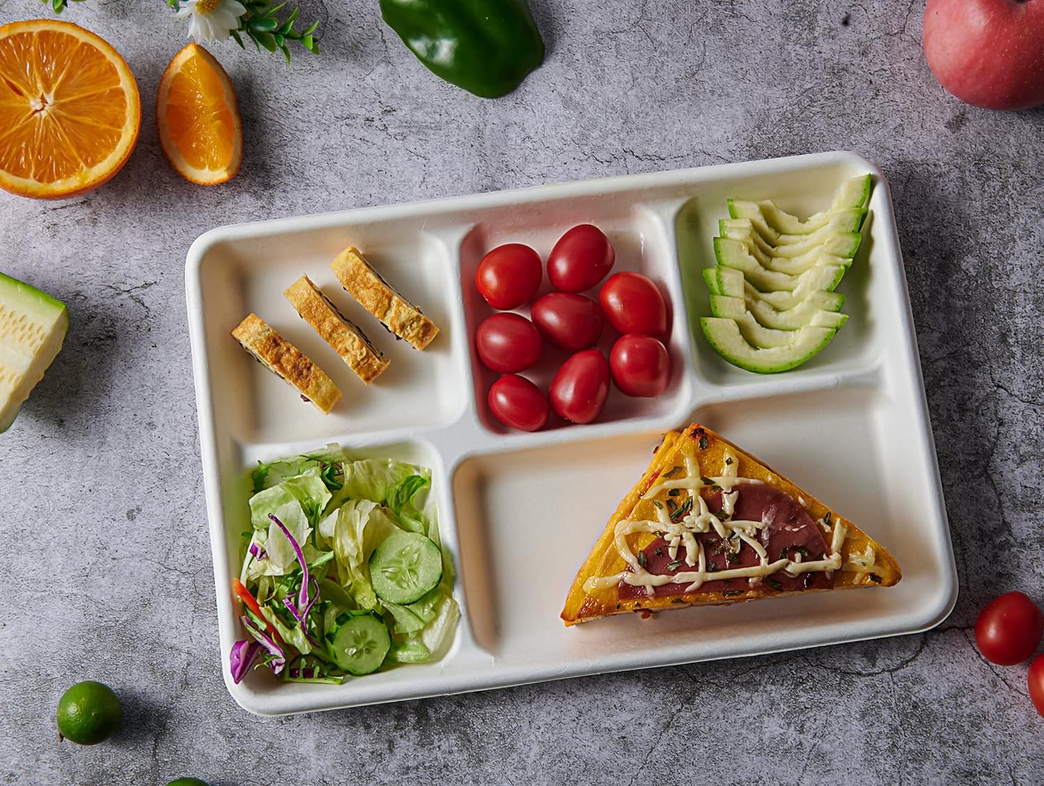 Vplus 100 Compostable 5 Compartment Plates 100 Pack