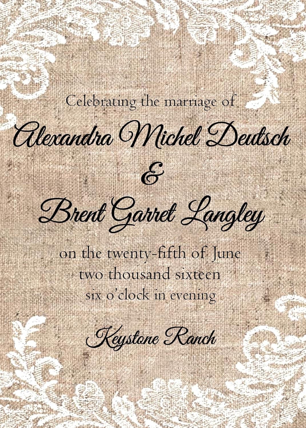 Personalized Wedding Fans Set of 10 Rustic Burlap and Lace