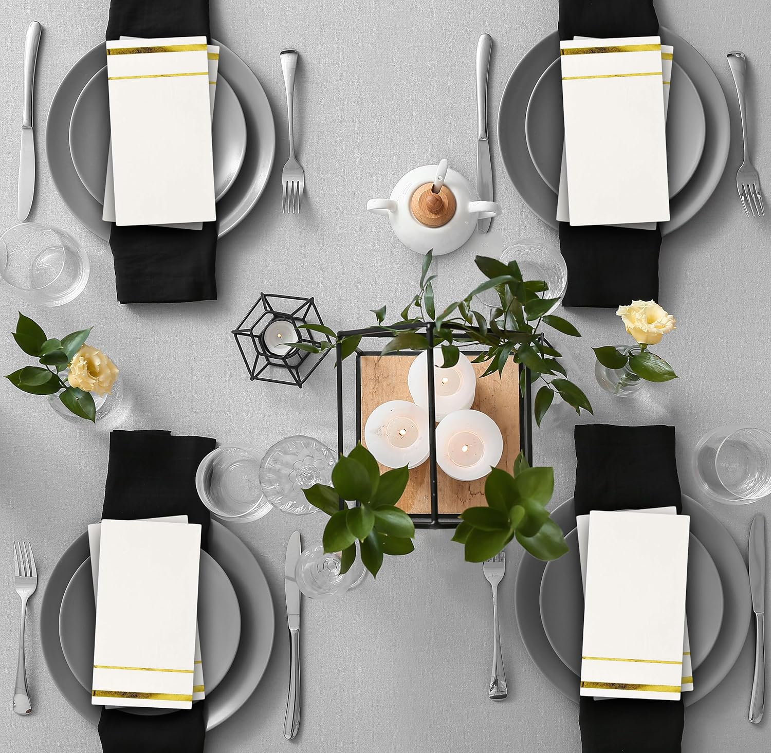 Gift Boutique 100 Gold Trim Lined Napkins Elegant Dinner Party Use
